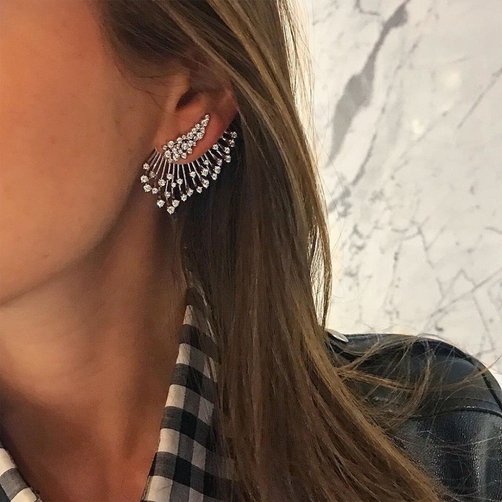 'Meteor Shower' Simulated Diamond Silver Earrings